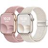 Fullmosa Intrecciato Cinturino Elastico per Apple Watch Cinturini 44mm 40mm(SE3 2 1) 42mm(Serie 11/10) 46mm 41mm 38mm, Cinturini Magnetico Nylon Solo Loop per iWatch Serie 11 10 9 8 7 6 5 4 3 2 Ultra