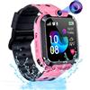 Puhiuyoi Smartwatch Bambini GPS, Orologio Smartwatch Bambini con GPS Telefono IP68 Impermeabile Cellulare SOS Touchscreen Giochi Voce Chat Sveglia, Orologio Bambino per Ragazzi Ragazze Studenti Regalo