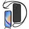 Coalbooliy Cover per Samsung Galaxy A35 5G 6,6 con Cordino per Cellulare, Custodia Silicone con Regolabile Collana Sottile Morbida Case Protezione della fotocamera Antiurto con Necklace, Nero