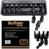 Buffalo Tools Set di 9 punte a bussola a impatto scanalato da 3/8, M4-M14, in acciaio al vanadio resistente, finitura antiruggine, set di utensili da 4 mm-14 mm con vassoio portaoggetti