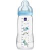 MAM Biberon Easy Active 2a età 330ml - 6+ mesi - Ciuccio flusso X velocità ultra veloce - blu