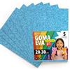 OFITURIA Fogli di Gomma Eva Glitterata per Lavoretti Creativi, Progetti Scolastici, Scrapbooking e Decorazioni Artistiche 20x30cm (Blu Chiaro Glitterato, 5 pz)