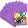 OFITURIA Fogli di Gomma Eva Glitterata per Lavoretti Creativi, Progetti Scolastici, Scrapbooking e Decorazioni Artistiche 20x30cm (Viola Glitterato, 5 pz)