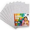 OFITURIA Fogli di Gomma Eva Glitterata per Lavoretti Creativi, Progetti Scolastici, Scrapbooking e Decorazioni Artistiche 20x30cm (Bianco Glitterato, 20 pz)