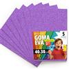 OFITURIA Fogli di Gomma Eva Glitterata per Lavoretti Creativi, Progetti Scolastici, Scrapbooking e Decorazioni Artistiche 40x30cm (Viola Glitterato, 5 pz)
