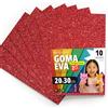 OFITURIA Fogli di Gomma Eva Glitterata per Lavoretti Creativi, Progetti Scolastici, Scrapbooking e Decorazioni Artistiche 20x30cm (Rosso Glitterato, 10 pz)