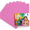 OFITURIA Fogli di Gomma Eva Glitterata per Lavoretti Creativi, Progetti Scolastici, Scrapbooking e Decorazioni Artistiche 20x30cm (Rosa Glitterato, 5 pz)