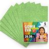 OFITURIA Fogli di Gomma Eva Glitterata per Lavoretti Creativi, Progetti Scolastici, Scrapbooking e Decorazioni Artistiche 20x30cm (Verde Chiaro Glitterato, 5 pz)