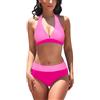 AYEEBOOY Bikini da donna a vita alta con scollo a V rimovibile coppe morbide stampa costume da bagno 2 pezzi, Rosa/Rossa., L