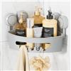LEVERLOC Mensola Doccia con Ventose per Bagno Mensola Angolare Doccia Caddy Rack a Muro per Cucina Senza Foratura Porta Bagnoschiuma da Doccia per Accessori da Bagno - Plastica in Gris