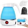 LOMUG Bollitore Pieghevole da 600 ml Portatile da Campeggio, Mini Bollitore Elettrico in Silicone, Piccolo Bollitore da Viaggio con 2 Bicchieri Pieghevoli per Campeggio, Viaggi, attività all'aperto