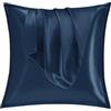 Vielit Set di 2 Federe Raso 80x80, Morbido Come Seta, Design Con Chiusura Cerniera per Cuscino, Blu Scuro - per Capelli