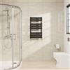 Warmehaus Scaldasalviette riscaldato a pannello piatto nero scaletta bagno scaletta radiatore caldo 800x450mm