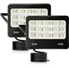 ANNIFUNLY Faretto LED da Esterno 2 Pezzi, 50W 5000LM Faro LED 6500K Bianca Fredda, IP66 Impermeabile Faretti LED Esterno per Garage Cortile Giardino Terrazza