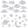 Vylro 28 Pezzi Adesivi per Finestre Prismi Arcobaleno,Sun Catcher Sticker Planet Element,Forma di Nuvola Adesivi per Zanzariere Anticollisione,Prismi Adesivio Suncatcher per Porte Scorrevoli Finestre Vetro