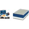 Bosch Professional 06019D0201 Levigatrice Orbitale, Blu + 1x Spugna EXPERT Dual Density per Legno, 80 x 133 mm, include Abrasivi a Rete EXPERT M480 2xP80, 2xP120, 1xP184