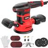TEENO Levigatrice Orbitale 450W con 6 Velocità, Ø125/150mm, 13000 RPM,20 Dischi Abrasivi, Contenitore Polvere, Cavo 2 m - Con Occhiali e Guanti - Per Legno, Metallo, Plastica