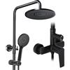 Rainsworth Colonna Doccia con Miscelatore Nero, 25 cm rotondo soffione doccia, doccia a mano 3 Funzione Doccetta, kit doccia, doccia completa