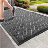Yimobra Zerbino per esterni, lavabile, resistente alle intemperie, 120 x 81 cm, robusto e assorbe l'acqua, resistente allo sporco, con retro antiscivolo, in gomma, nero e grigio