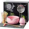 Souvik Matcha Set 7 Pezzi - Kit Accessori Cerimonia del Tè Matcha, Matcha Polvere Kit con Ciotola Giapponese, Frusta in Bambù, Canovaccio, Regalo Perfetto per Amanti del Tè (Rosa)