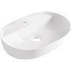 Aqua Uno AQUAUNO - Lavabo da appoggio LANA 61,5 x 41,5 cm, ovale, in ceramica bianca, con foro per rubinetto senza troppopieno, in ceramica sanitaria