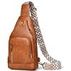 A-QMZL Borsello Uomo Tracolla Zaino Monospalla Donna Pu Pelle Borsa a Tracolla Uomo Piccolo Impermeabile Morbida Multitasche Spalla Petto Sling Bag Vintage casual Crossbody Bag (Marrone chiaro)
