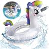 Darryy Unicorno Gonfiabile, Anello di Nuoto, Anello Nuoto, Anello da Nuoto, Salvagente Gonfiabile, Estate, Spiaggia, Festa in Piscina (Bianco, 90)