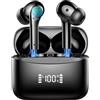 Mysic Cuffie Bluetooth, Auricolari Bluetooth 5.3 con 4 HD Mic Stereo HiFi 42 Ore di Riproduzione Cuffie Wireless con Display LED Cuffie Wireless Bluetooth IP7 Impermeabili Cuffie Antirumore per iOS Android
