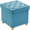 BRIAN & DANY Pouf Contenitore Quadrato, Puff Poggiapiedi Pieghevole in Velluto, Pouf Sgabello con Gambe per Camera da Letto Soggiorno, 40 x 40 x 40 cm, Verde