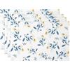 MIRRORANG Set di 4 tovagliette eleganti floreali 45 x 30 cm blu giallo acquerello fiori lavabili, tovagliette per cucina, sala da pranzo, decorazione per feste