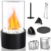 Risingor Camino da Tavolo, Fuoco da Tavolo Bioethanol con Pietre Decorative e 2 Camere di Combustione Mini Camino Bioetanolo, Caminetto a Bioetanolo da Tavolo per Interni ed Esterni Atmosfera Campeggio, Nero