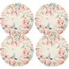 APOMOONS 4 Pezzi di Tovagliette a Farfalla Con Fiori Primaverili, Tovagliette Rotonde da 38 CM, Tovagliette Rotonde Lavabili, Tovagliette di Lino Stampate, Adatte per La Tavola da Pranzo, Cucina
