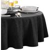 Threadmade Elrene Home Fashions Continental - Tovaglia resistente all'acqua e alle macchie, ovale, 160 x 200 cm, colore: nero