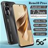 H&U&W Smartphone Reno10 Pro+ 5G: display HD+ da 7,3" 16 GB + 1 TB 108 MP + 50 MP Doppia fotocamera Batteria da 7800 mAh Snapdragon 8 Gen 2 Android 13 - Black