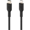 Belkin Cavo intrecciato da USB-C a Lightning (Cavo di ricarica rapida per iPhone 14 o versioni precedenti), Boost Charge Cavo USB-C per iPhone certificato MFi (1 m, nero)