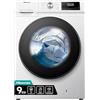 Hisense WFQA9014EVJM - Lavatrice con funzione di vapore, 9 kg/AquaStop/1400 giri/min, 15 programmi/inverter PowerDrive/tamburo in acciaio inox/sicurezza bambini/pulizia del tamburo/bianco
