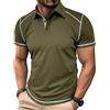 MakingDa Polo Uomo Manica Corta con Blocchi di Colore Bottoni Tinta Unita Scollo a V Informale Estate Magliette Polo Corsa Muskel Slim Fit Leggero Lavoro Sportiva Polo Colletto Camicia Verde L