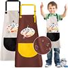 KEELYY Impermeabile Grembiuli per Bambini, 2Pcs Grembiule Pittura con Tasche per Bambini Grembiule Regolabile Cucina Bambini,Impermeabile Grembiuli da Chef per Cottura Artigianato 7-12 Anni