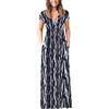 DEARCASE Vestito Donna Casual Scollo a V Manica Corta/Lunga Motivo Floreale Avvolgere Maxi Abito Lungo da Donna con Tasche, Striscia Bianca M
