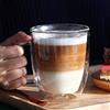 ITODA Tazza in vetro termoisolante a doppia parete con manico in vetro borosilicato resistente al calore, per latte, cappuccino, americano, bevande, bevande, 350 ml