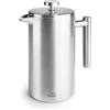 LACOR - 62141 - Caffettiera francese manuale, doppia parete in acciaio inox, filtro a rete, impugnatura ergonomica, 1 litro