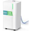EUHOMY Deumidificatore Casa Muffa: 12L/24H Deumidificatore Portatile, Adatto Fino a 25㎡, Modalità Auto/Asciugatura/Sleep, 1,8 L Estraibile, Timer 24H, Display Umidità, Scarico Continuo,Filtro Lavabile