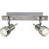 BRILLIANT lampada Kassandra Faretto LED 2 foglie ferro/cromo | 2x LED-PAR51, GU10, 3W lampade a riflettore LED incluse, (250lm, 3000K) | Scala da A ++ a E | Testa orientabile