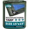 TARPAL 15x15 Feet Green Tarp Waterproof Multipurpose Protective Cover All Purpose Poly Tarps Cover for Pool, Outdoor Furniture, Camping, Firewood, Boat,Roof Waterproofing
