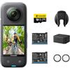 Insta360 X3 Kit Batteria - Action Cam 360 impermeabile con sensore da 1/2, foto 360 da 72MP, video 360 5.7K, stabilizzazione, touch screen 2,29, vibrazione, editing IA, live streaming, webcam
