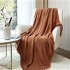 CREVENT Coperta in maglia color ruggine per divano, sedia, letto, decorazione per la casa, morbida, calda, accogliente, leggera, per primavera, estate, autunno (127 cm x 152 cm, caramello)