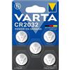 VARTA CR 2032, 6032101415, Batteria Litio a Bottone, Piatta, Specialistica, 3 Volts, Diametro 20mm, Altezza 3,2mm, confezione 5 pile