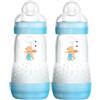 MAM Biberon Easy Start Anti-Colic A137 - Sistema Anti-Colic Brevetto con tettarella in silicone Skinsofttm ultra morbido, bebè a partire da 2 mesi, Autosterilizzabile a 3 min, blu, 260 ml, 2 unità