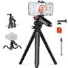 NEEWER Treppiede Flessibile Smartphone Telecomando/Maniglia/Porta Telefono/Attacco Action Cam, Mini Cavalletto Fotocamera Selfie Stick Vlog Compatibile con iPhone GoPro Hero 13 12 11 10 Samsung, TP36