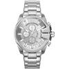Diesel Orologio Baby Chief da uomo, Movimento cronografo al quarzo con Cinturino in acciaio inossidabile, tessuto o pelle, 43 mm, Tono argento